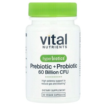 Vital Nutrients, Hyperbiotics®，益生元 + 益生菌，30 粒全素膠囊