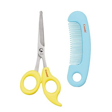 日本 Combi - 日本製優質安全髮剪髮梳組-檸檬黃