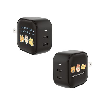 【插畫家聯名】狗狗的小跳步貓咪好朋友GaN 45W Type-C雙孔充電頭