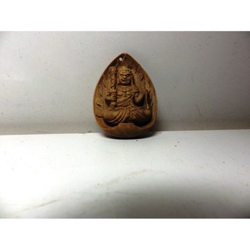 精品白檀木精雕不動明王佛牌