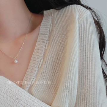 晚睡的桔梗「心上月」輕奢法式淡水珍珠項鏈mini簡約通勤蛇骨鏈女