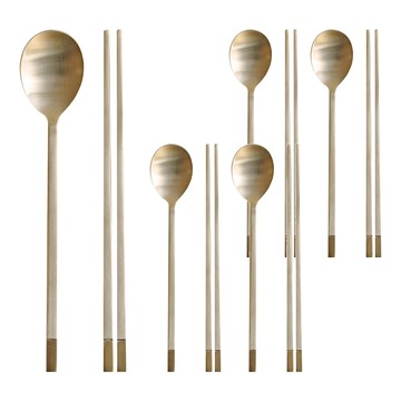 Notdam 方字銅器雙色湯匙筷子組 (5人份)  1組  白色  湯匙 + 筷子