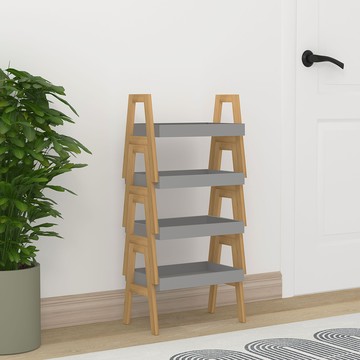 (組合)特力屋 可堆疊竹製層架 灰x4