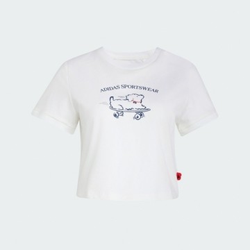 Adidas 愛迪達 Animal Pop T 2 KT2775 女 T恤 運動上衣 休閒短袖 白 亞版 短版