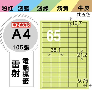 熱銷推薦【longder龍德】電腦標籤紙 65格 LD-806-G-A 淺綠色 105張 影印 雷射 貼紙【APP滿額下單10%點數(單一帳號最高5000點)】1/31止