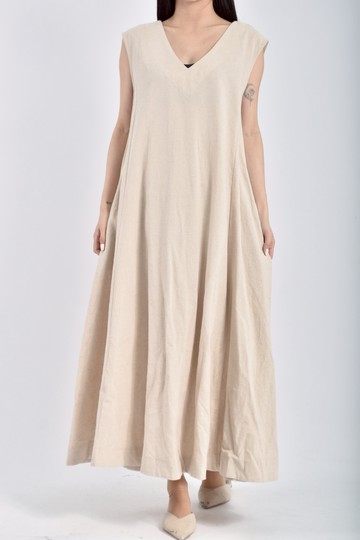 (M) limffong質感無袖杏色洋裝