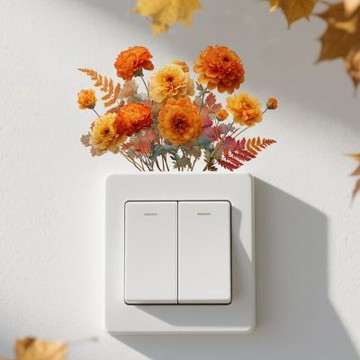 【MR.ZAKKA】創意壁貼-植物主題 典雅黃橘菊花花束 居家布置 DIY可移式壁貼 無痕壁貼 牆貼