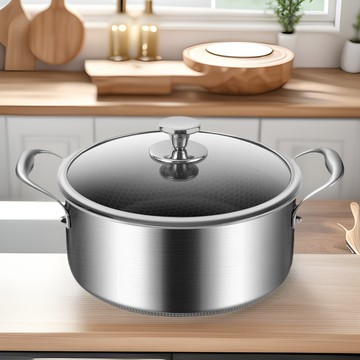 316不銹鋼蜂窩湯鍋不粘鍋家用蒸煮燉鍋電磁爐燃氣灶煲湯鍋火鍋