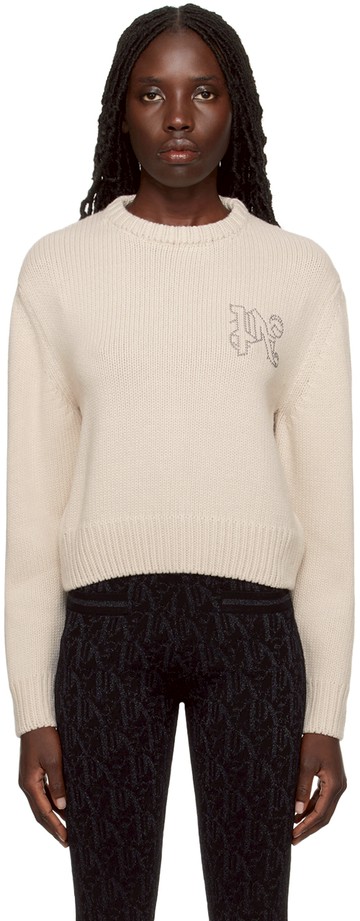 Palm Angels 灰白色 Monogram Stud 毛衣