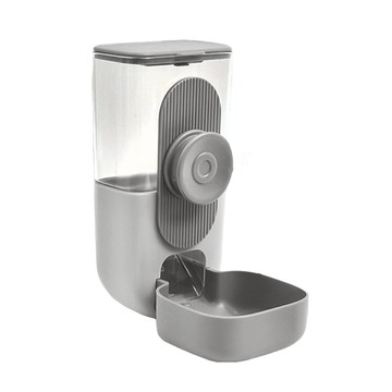 掛式餵食器 掀蓋設計 容量加大 出口順暢不卡糧 懸掛設計 食品級PP材質 整體可拆洗  紳士灰色  1組