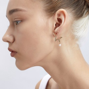 小行星耳環 925銀厚鍍18K金 Asteroid D/P Earring