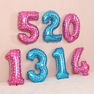 兒童節生日周歲32寸大號數字氣球藍色粉色0123456789裝飾布置用品