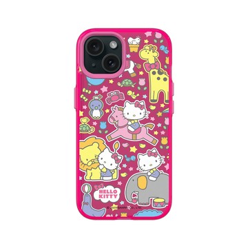 iPhone 15 Clear 粉漾桃 - 三麗鷗-Hello Kitty - 樂遊動物園