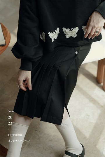 黑色 西裝百褶半身裙 高腰小個子A字少女裙子