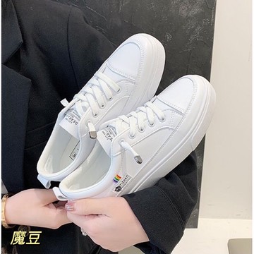 小白鞋免綁帶韓版ulzzang百搭女鞋學生透氣平底板鞋