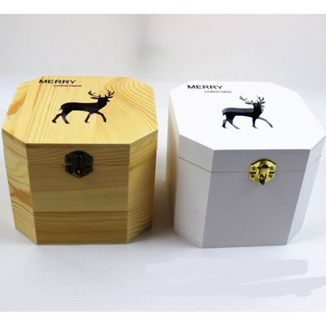 平安夜蘋果禮盒木制圣誕節六邊形紙盒禮品包裝禮品盒送禮正方形1入