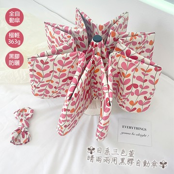 [凱得國際]KISSDIAMOND日系三色堇晴雨兩用黑膠自動傘KDU-529 三色堇