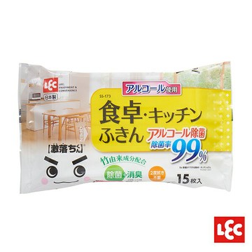 【激落君】日製餐桌廚房除菌擦拭巾15枚入 餐桌、廚房髒污、油污清潔、酒精、天然竹葉萃取、除菌、消臭  憨吉小舖