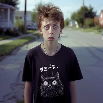 米俗貓dimmit凡物制原創可愛搞笑貓咪寬松棉印花黑色棉T 男女通用