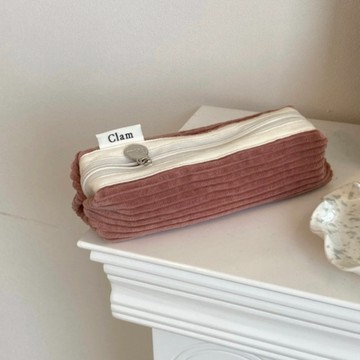 【平輸品】[Clam] 韓國人氣文創品牌｜生日禮物｜閨蜜禮｜打氣禮｜筆袋（corduroy mist pink）