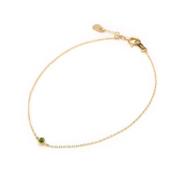 1月誕生石 K10 德瑪維石榴石單鑽手鍊 ~Petela~ (可換購K18)