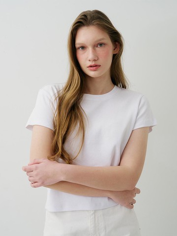 BASIC CROPPED T-SHIRT [WHITE]