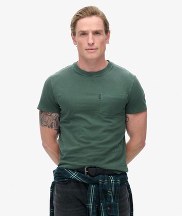 Superdry Men's Men's Essential Washed Pocket T-shirt Green / Washed Forest Green - Size: XL