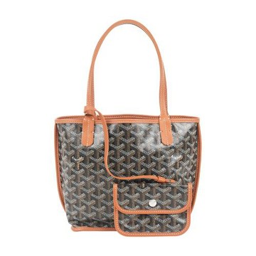 展示商品_GOYARD Anjou 帆布及皮革雙面可用附磁釦迷你手提包(咖啡色)
