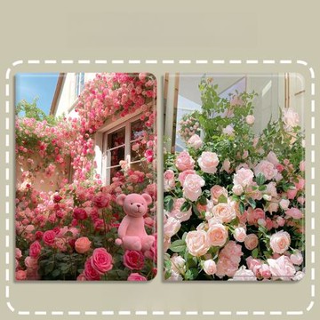 小熊玫瑰適用ipadmini6蘋果9.7潮牌air3歐美10.5小清新7/8/9氣囊ipad5/6平板殼air2保護套8.3防摔mini4/5女款