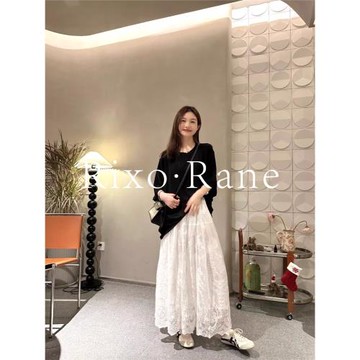 法國Rixo Rane不費力穿搭⭐白色蕾絲半身裙女高腰顯瘦A字長裙子女