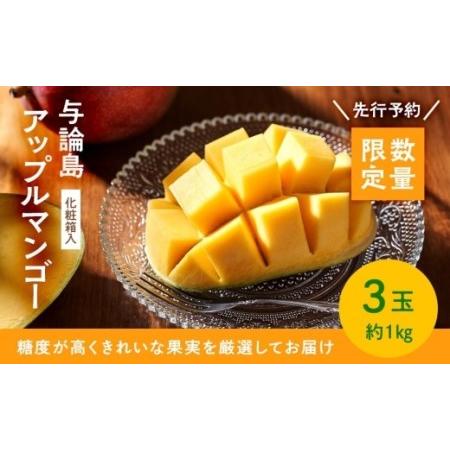 ふるさと納税 鹿児島 与論島アップルマンゴー特A秀品約１kg 3玉化粧箱入り 鹿児島県与論町