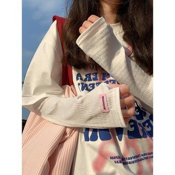 韓國純色ins防紫外線透氣冰袖女夏寬松薄款戶外遮陽開車冰絲套袖