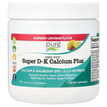 Pure Essence, Ionic-Fizz™，Super D-K Calcium Plus™，樹莓檸檬水味，7.41 盎司（210 克）