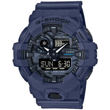 CASIO 卡西歐 GA-700CA-2A / G-SHOCK系列 運動迷彩設計雙顯腕錶 / 海軍藍 53.4mm｜樂天領券現折★全館特惠中★指定刷卡回饋10%