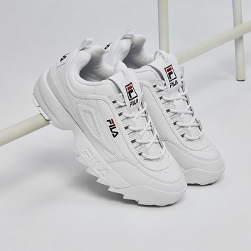 FILA DISRUPTOR 2 中性鋸齒老爹鞋/復古運動鞋-白 4-C608Y-121