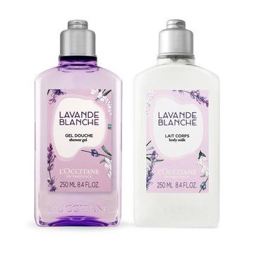 LOCCITANE 歐舒丹 白薰衣草香沐潤戀組[沐浴膠+美體乳]-國際航空版