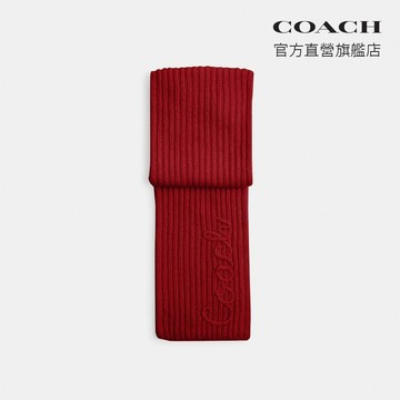 【COACH】COACH文字圖案針織圍巾-紅色(CCT71)｜官方直營
