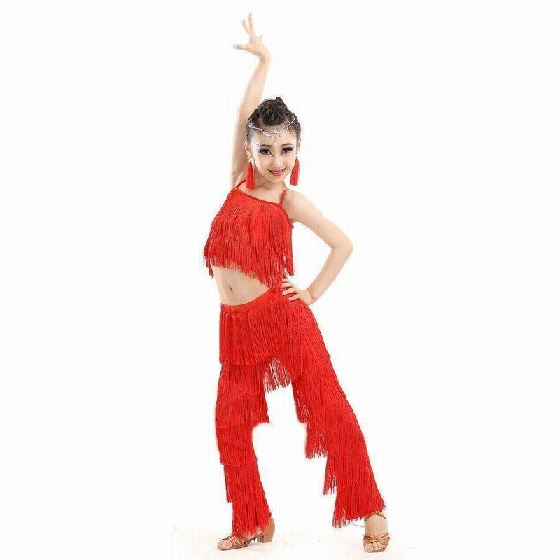 キッズ ラテンダンス衣装 子供 練習着 ステージ着 社交ダンス