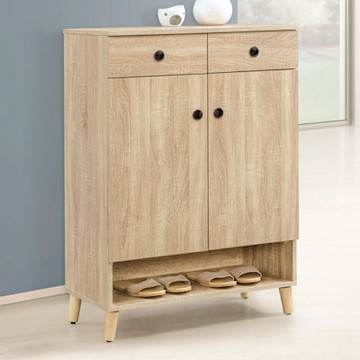 文創集 卡格原橡2.7尺二門二抽鞋櫃-81x40x115cm免組