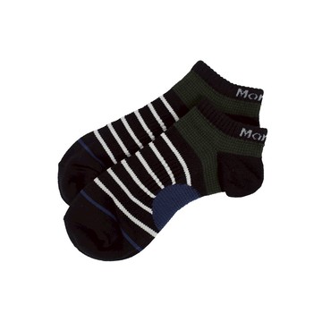 FootSpa輕護足弓透氣運動船襪-條紋 - L黑灰