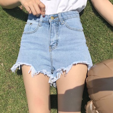 網紅同款牛仔短褲女夏新款高腰破洞毛邊ins寬松闊腿熱褲
