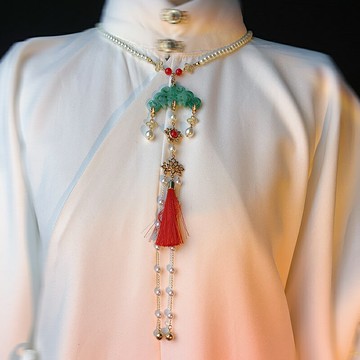 【蓮步生花】漢服瓔珞項鏈軟瓔珞明制長流蘇穗子毛衣鏈古風配飾女