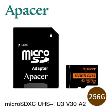 【Apacer 宇瞻】microSDXC UHS-I U3 V30 A2-256GB