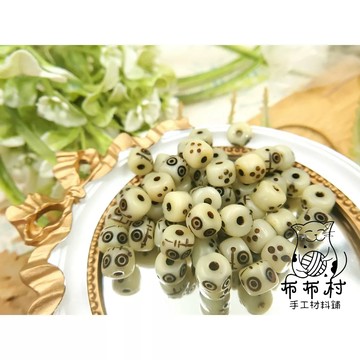 根付雕刻小骷髏 串珠材料 水晶文玩圓珠Z