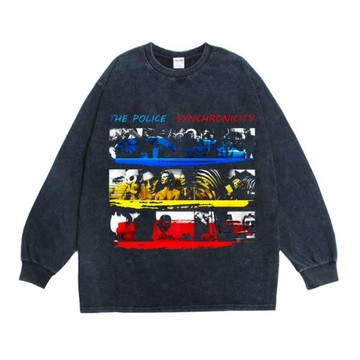 數碼直噴搖滾The Police樂隊印花重磅純棉長袖T恤圓領寬松男女
