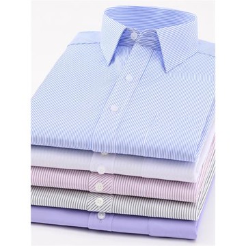 春季長袖襯衫男青年商務休閑職業工裝條紋款襯衣男打底寸衫有大碼