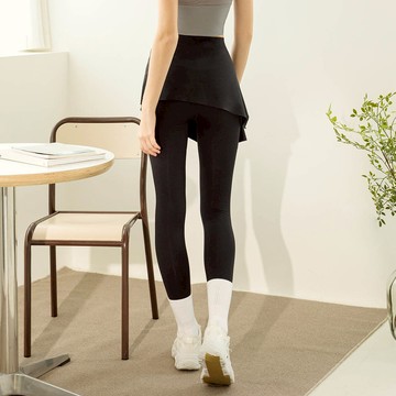 女力輕舞 遮胯修腹兩件式高腰運動褲 顯瘦黑(S-2L)