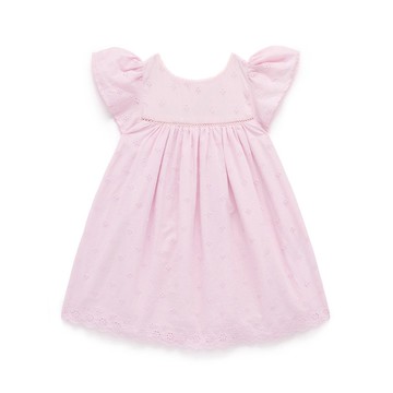 澳洲Purebaby有機棉女童洋裝/童裝裙 18M-4T 粉紅刺繡