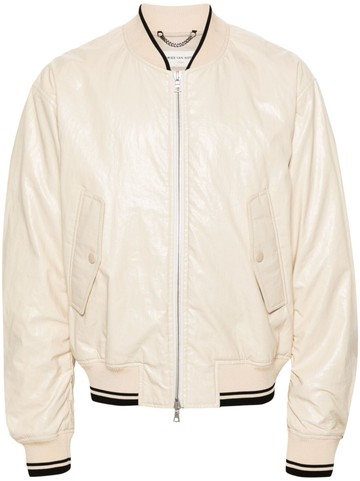 DRIES VAN NOTEN - zip-detailing coated bomber jacket - men - Polyurethane/Linen/Flax - S - Neutrals