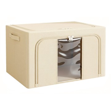 BangJiaShi 幫家適 大容量牛津布透明大視窗衣物收納箱/整理箱 單窗 100L  米色  1個  60 x 42 x 40cm